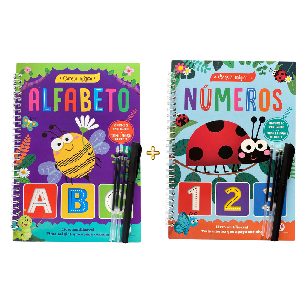 KIT Livro de Atividades Números e Alfabeto Caligrafia Letra bastão Caneta mágica Apoio Escolar em Oferta na Shopee