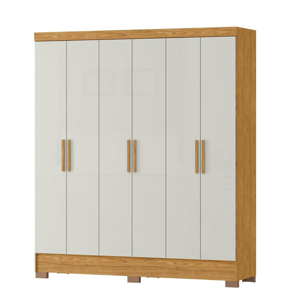 Guarda-roupa Casal 6 Portas 2 Gavetas Gliese Espresso Móveis Marrocos/Off White - Mom & Baby