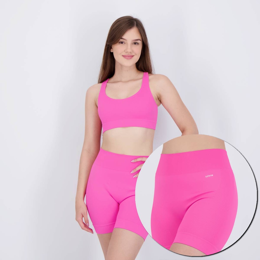 Kit Top e Shorts Selene Canelado Sem Costura Feminino Pink - Women Clothes