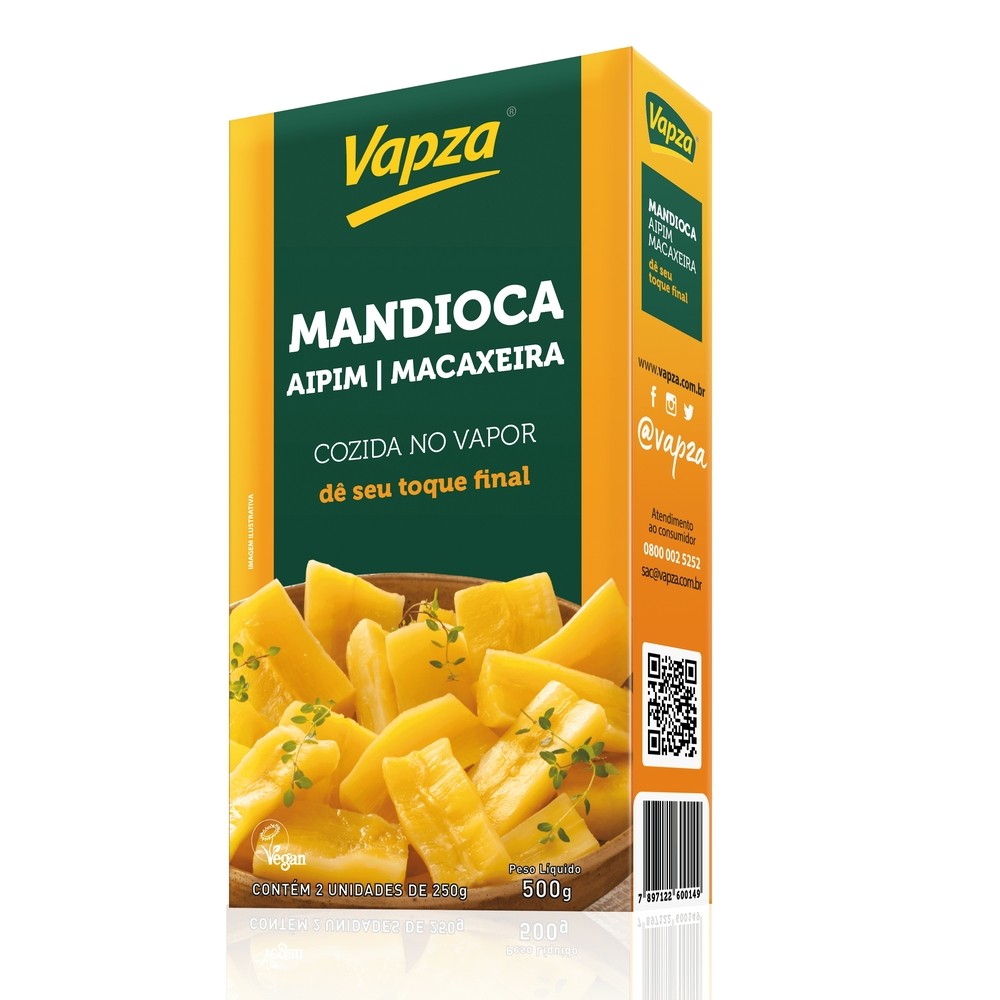 Mandioca Aipim Cozida no Vapor 500G Vapza em Oferta na Shopee