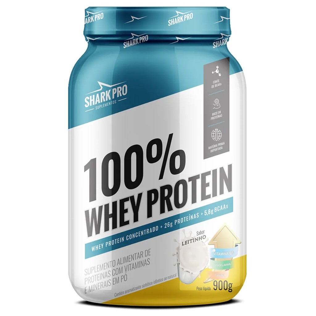 100% Whey Protein Pote 900g Shark Pro em Oferta na Shopee