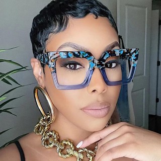  Óculos Quadradas De Dimensões Mulheres Na Moda Gradientes Transparentes Lentes Ópticas De Computador Anti Lente Azul