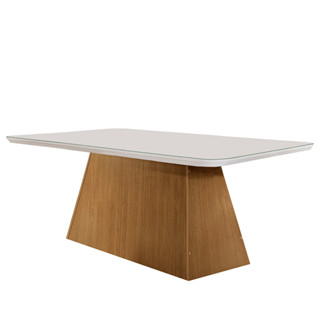 Mesa Sala de Jantar Aida 180cm Em Mdf e Vidro Com Canto Copo em Oferta na Shopee