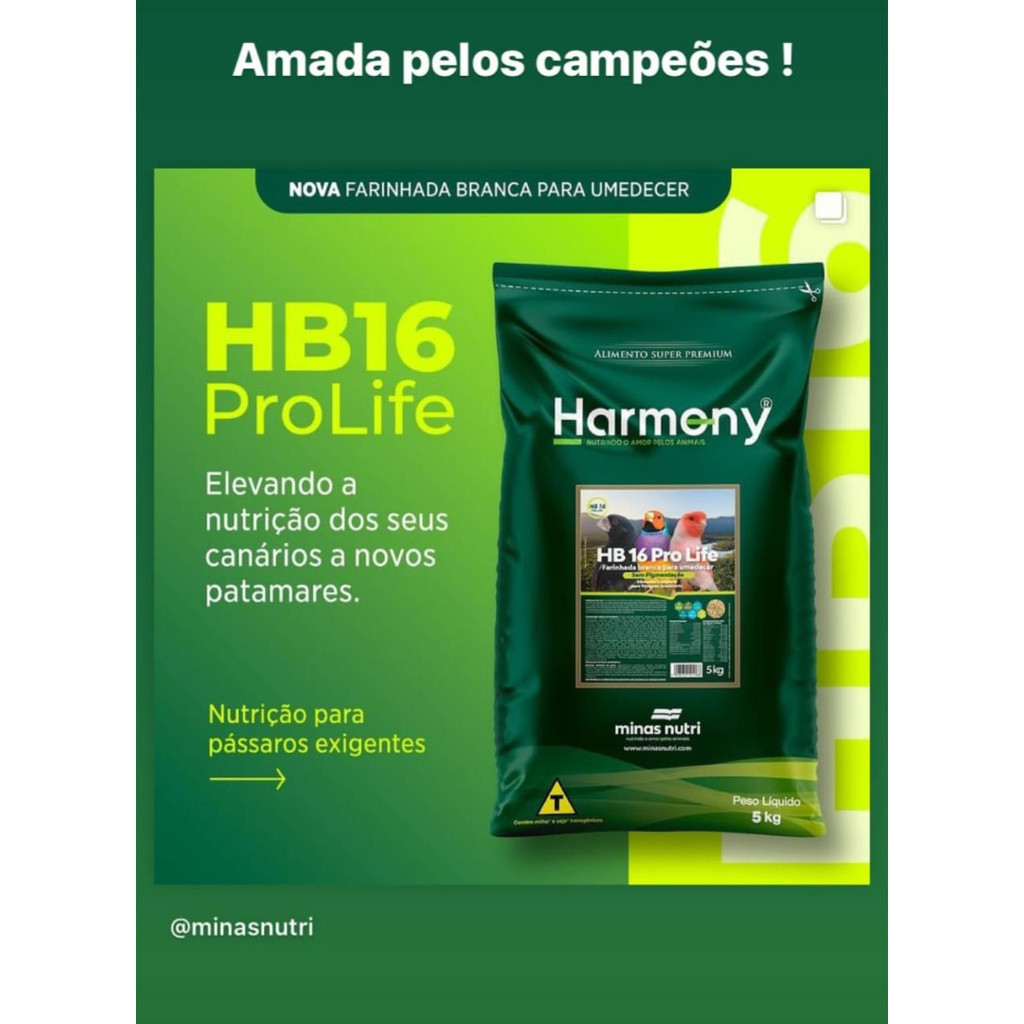 HARMONY HB 16 PRO LIFE FARINHADA BRANCA PARA UMEDECER 5KG em Oferta na Shopee