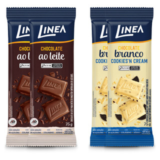 Kit 4 Tabletes de Chocolate Linea Sabor Cookies