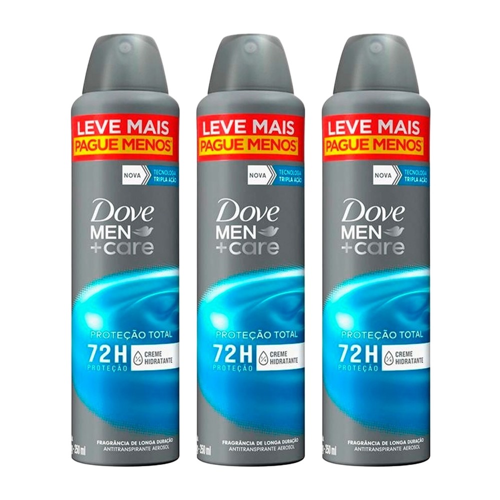 Kit 3 Desodorante Aerossol Dove Men+Care 72h 250ml em Oferta na Shopee