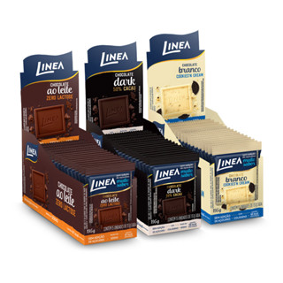 Kit 3 Displays de Mini Chocolate Linea Sabor Ao Leite Zero Lactose, Cookies’n Cream e Dark 15 unidades de 13g em Oferta na Shopee