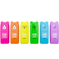 Marca Texto Mini Fun Cis 6 Cores Neon – Ponta Chanfrada e Secagem Rápida