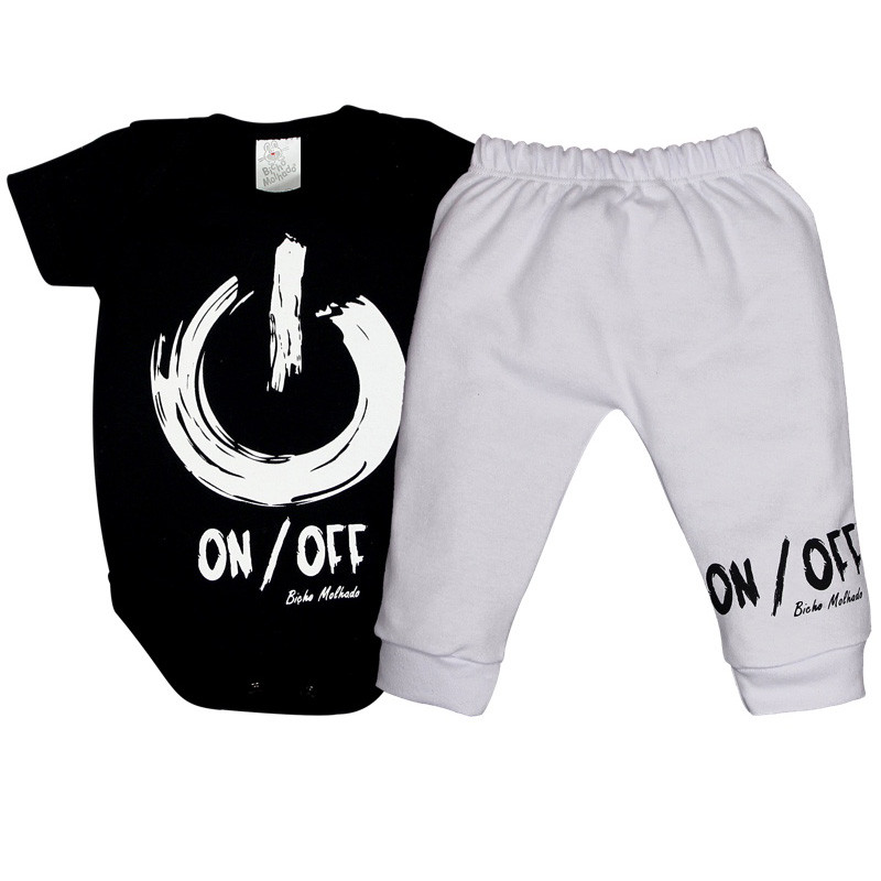 Conjunto Body Suedine Manga Curta Estampado + Calça Com Punho Estampa