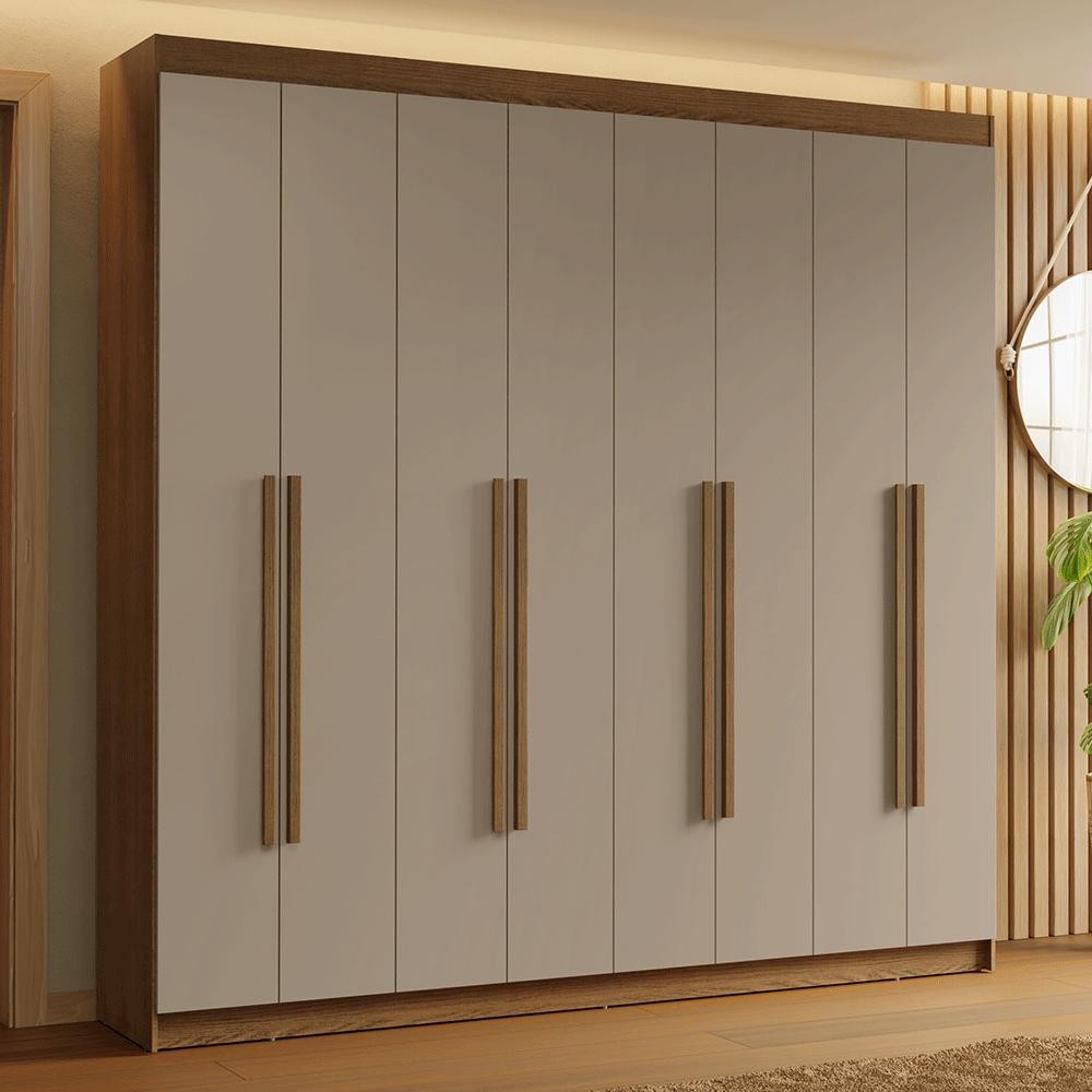 Guarda-Roupa Casal 8 Portas Batentes Rustic/Crema/Rustic Saturno Madesa