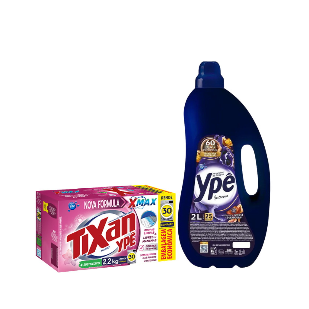 Kit Lava Roupas 2,2kg Maciez Ypê + Amaciante Intenso 2L Ypê