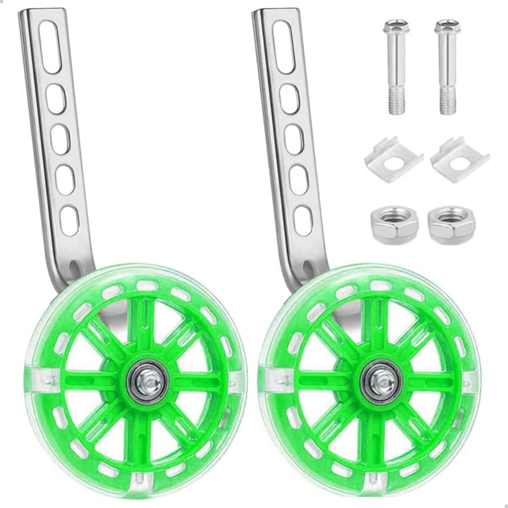 Roda Rodinha Lateral LED Para Bike Bicicleta Infantil Criança Regulável Ajustável Aro 12 Ao 20 Com Luz Nylon Colorida