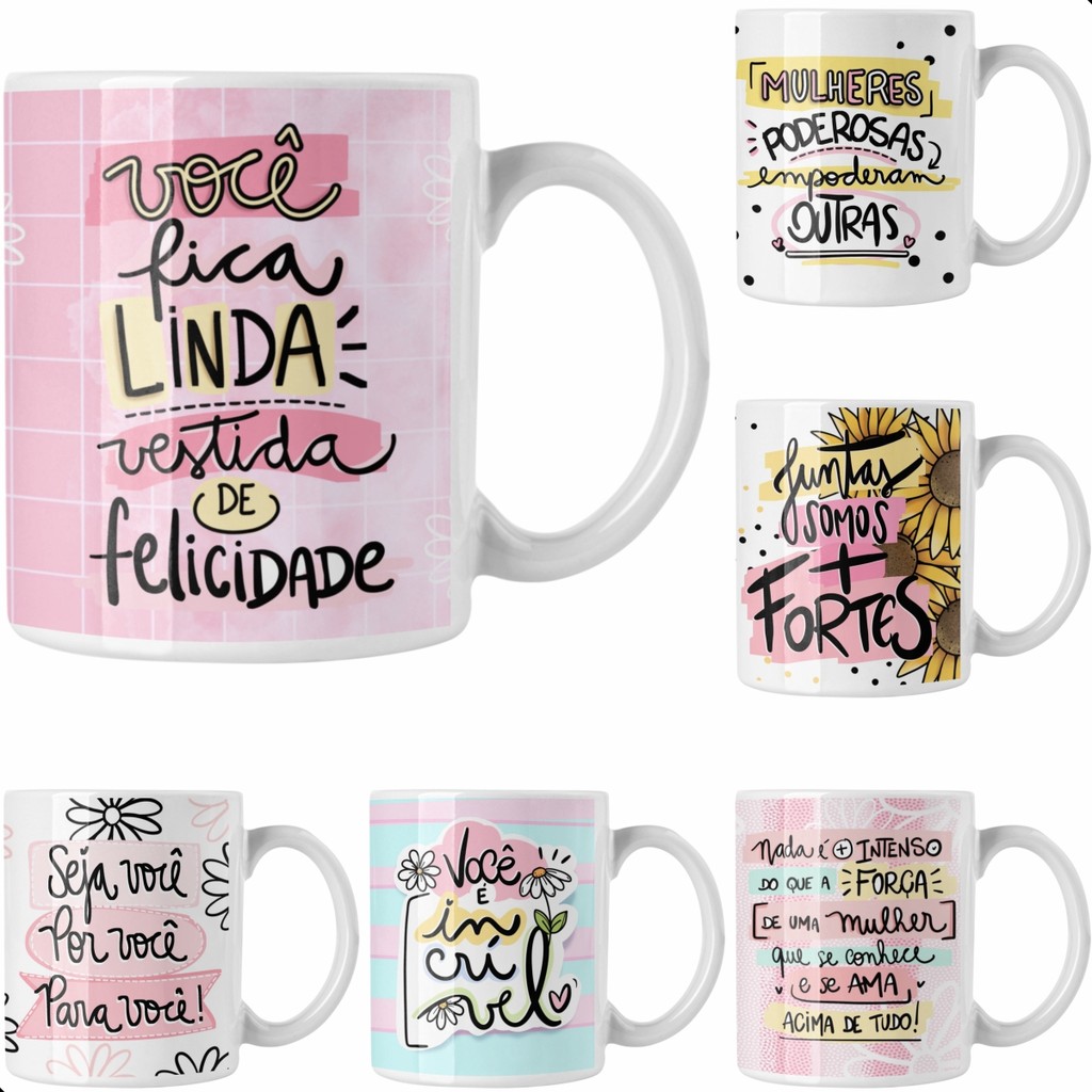 Caneca Frase Dia Das Mulheres Porcelana Kit 12 Uni, Atacado em Oferta na Shopee