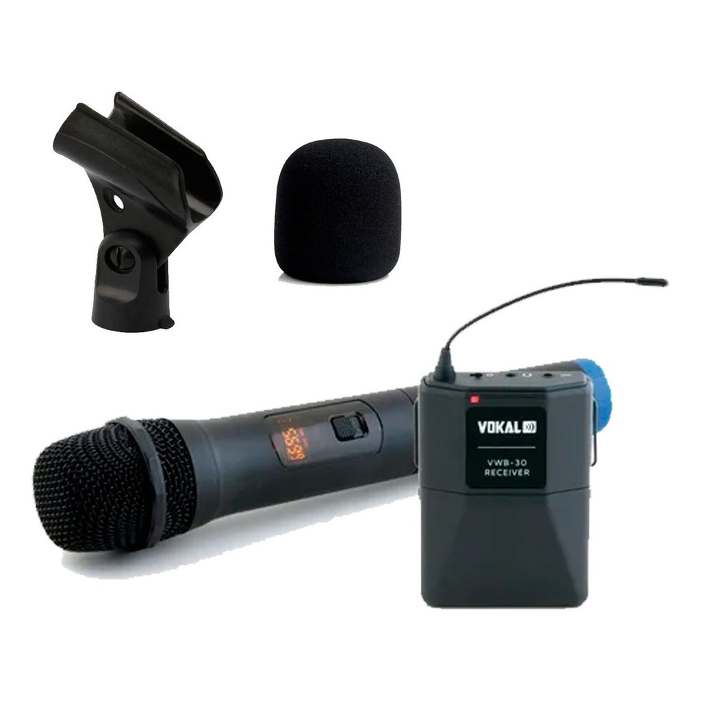 Microfone Sem Fio 1 Mão Vokal Vwb30 Gravação Externas Camera