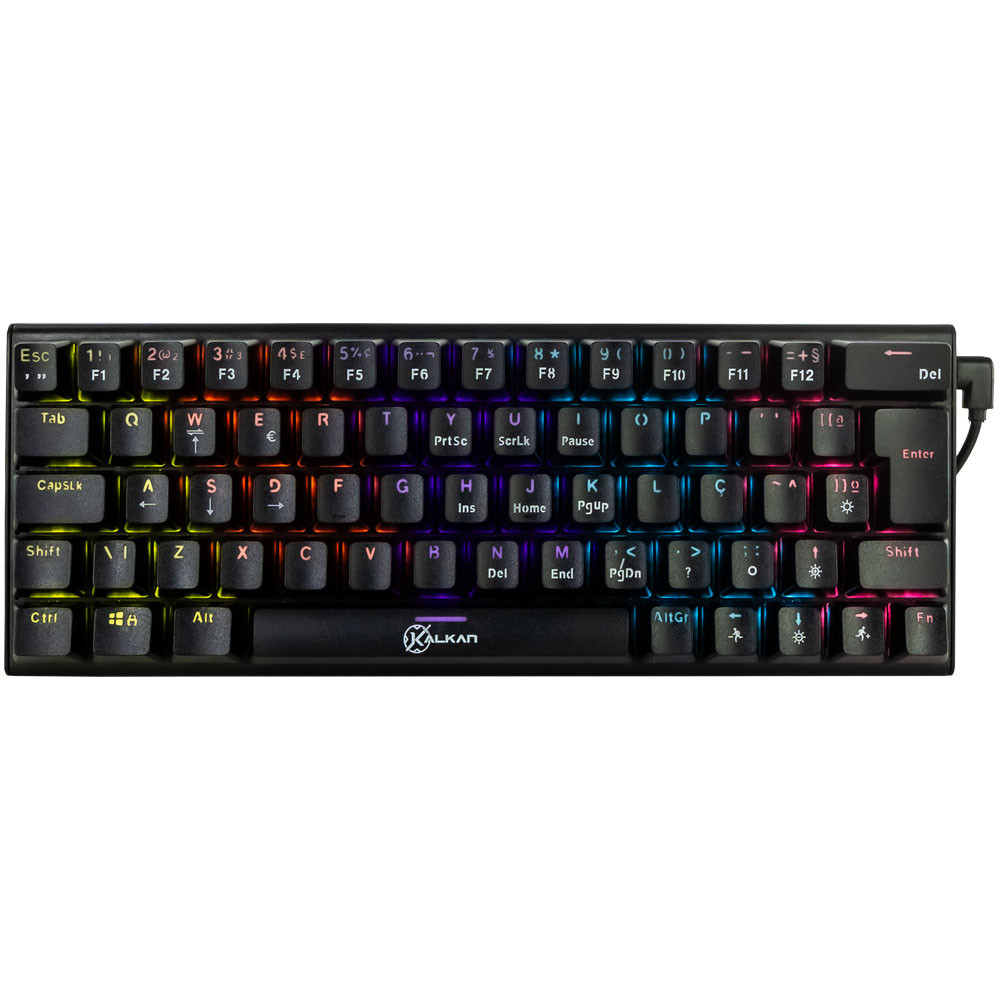 TECLADO MECANICO GAMER LOKI 60% RAINBOW SWITCH BROWN KALKAN PRETO KLK00015