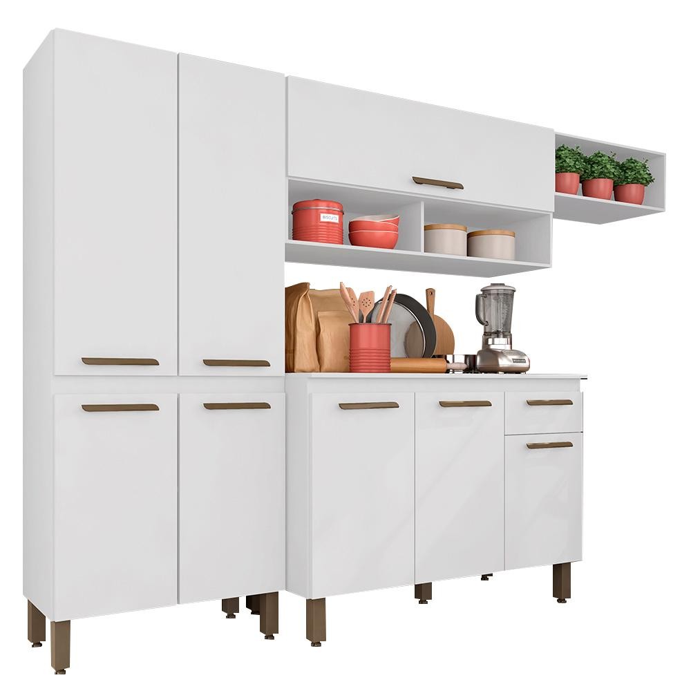 Armário De Cozinha Modulada Tieli 4 Peças Branco - Móveis Arapongas em Oferta na Shopee