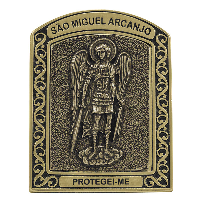 Adorno Enfeite De Mesa Escudo São Miguel proteção fé anjo da guarda enfeitar casa escritório