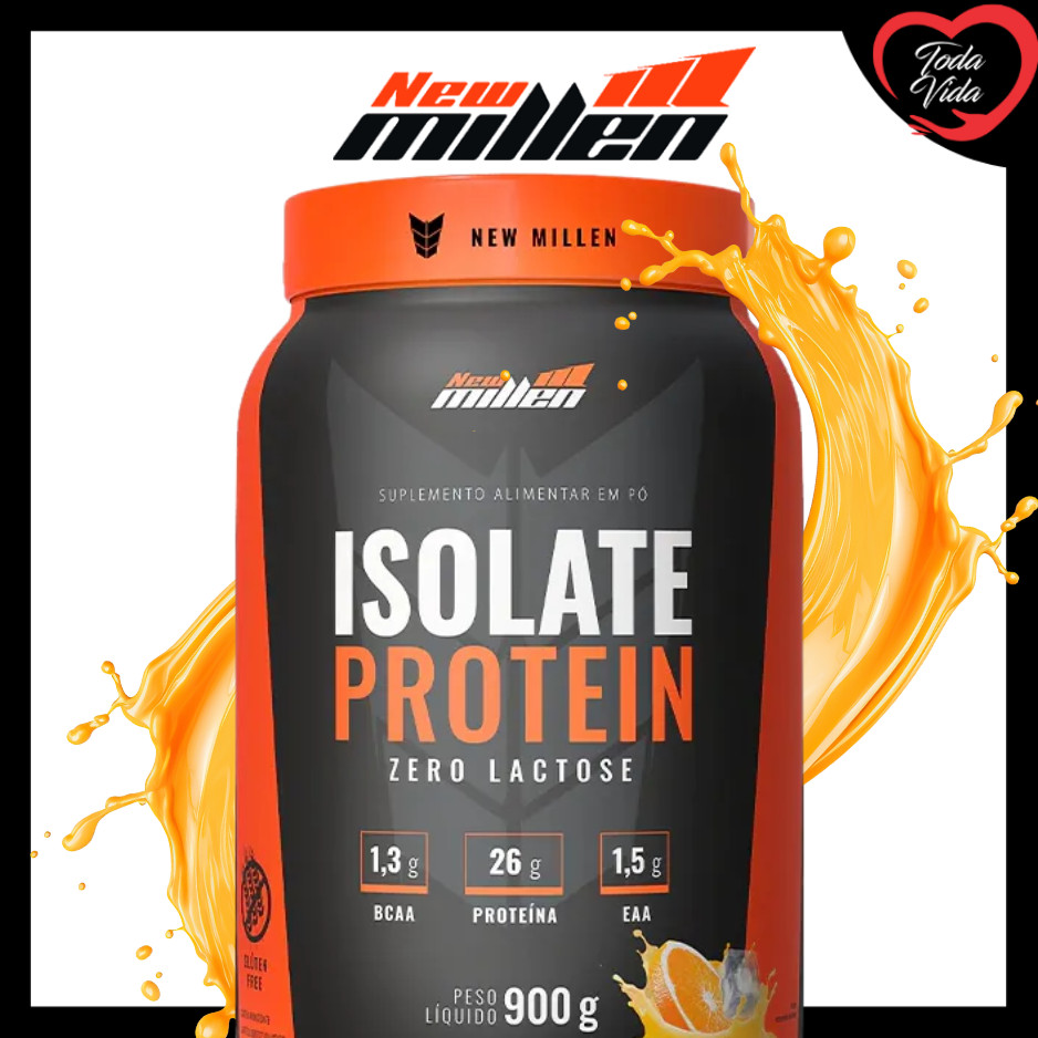 ISOLATE PROTEINA DA CARNE NEW MILLEN 900G - SABOR ORANGE JUICE em Oferta na Shopee