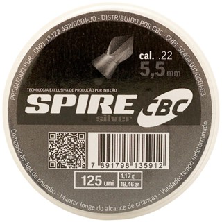 Chumbinho CBC Spire Silver Alto Impacto 5.5mm (.22) - 125un em Oferta na Shopee