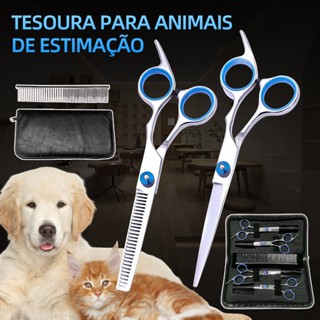 Kit 5 Cão De Aço Inoxidável/pet Tesoura/Curva Para Cima/Afiada Cães/Gatos/Cabelo Corte De/kit De Ferramentas De Animal em Oferta na Shopee