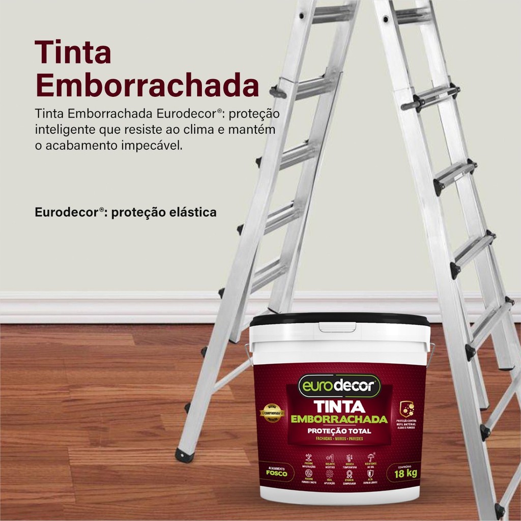 Tinta Emborrachada 18kg Impermeabilizante Rende 125m² Eurodecor Galão Várias Cores · foto 2