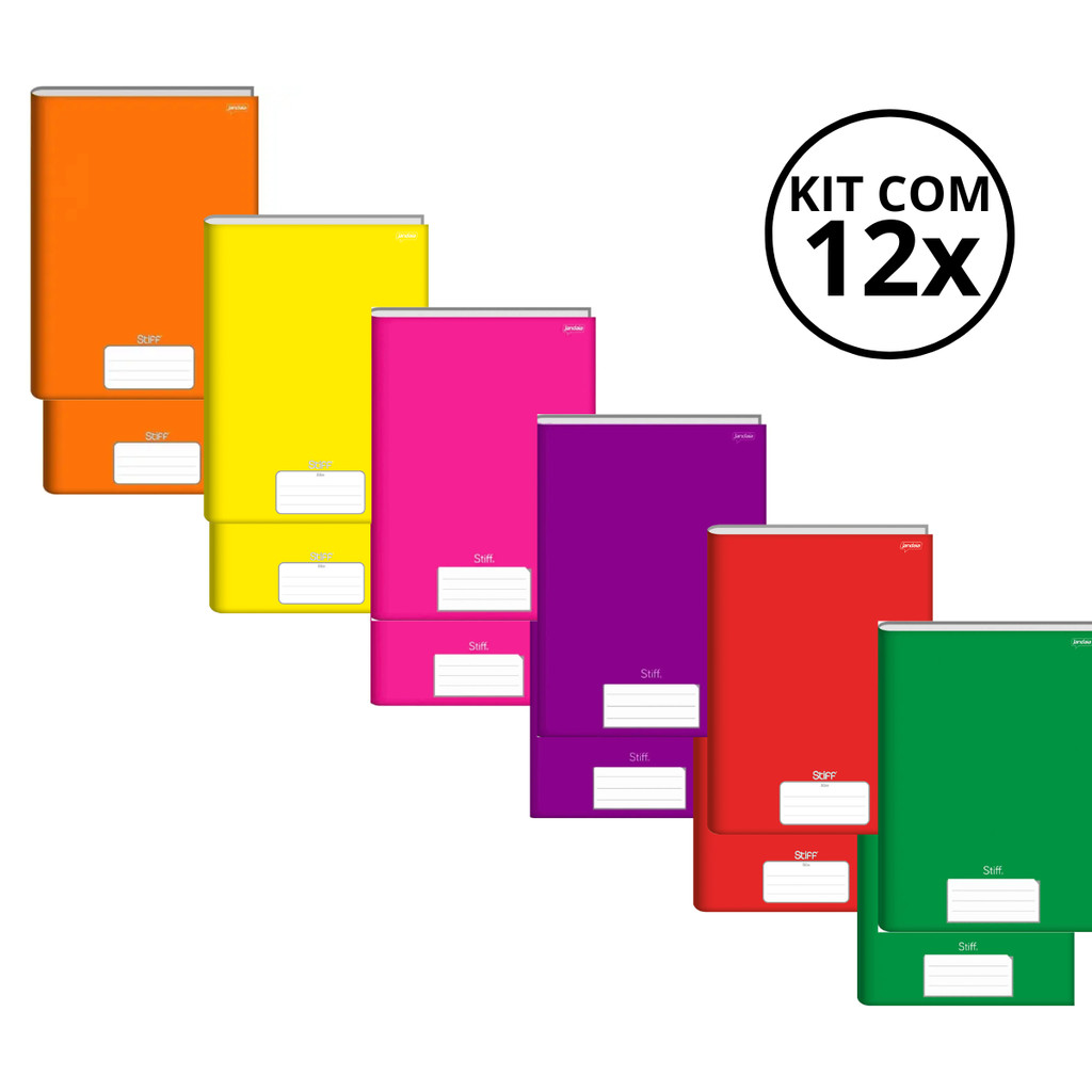 Kit Com 12 Caderno Brochura 96 Fls Pautado Capa Dura - Stiff KITS:KIT 02 em Oferta na Shopee