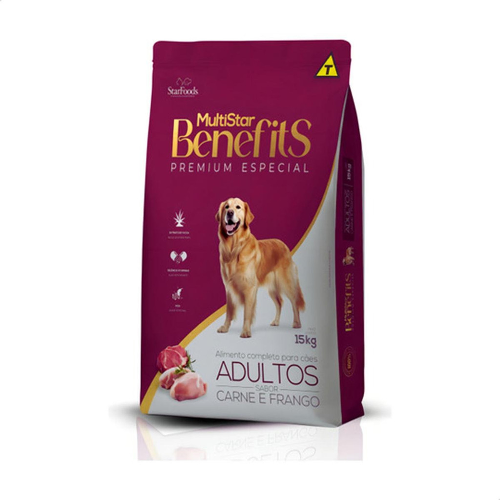 Ração Multistar Benefits Sabor Frango Carne Cães 15kg