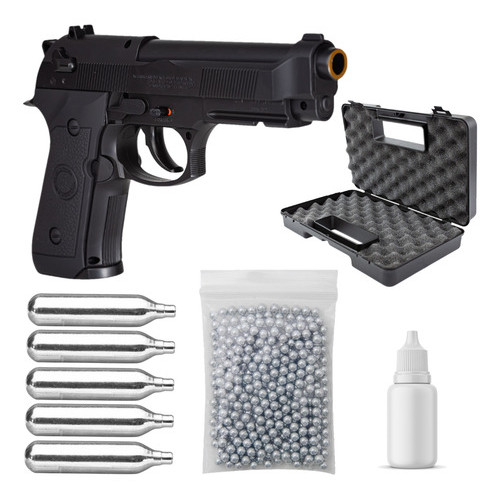 Pistola Airgun M9 4,5mm + 5 CO2, 1000 Esferas e Maleta em Oferta na Shopee