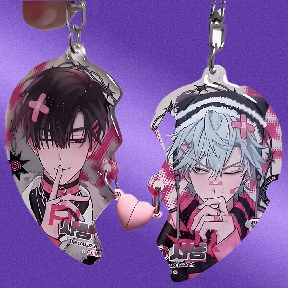 2 Pçs/set Alien Stage Ivan Até Chaveiro Magnético Amor Coração Casal Chaveiros Coletar Cosplay Unissex Bolsa Pingente Ac