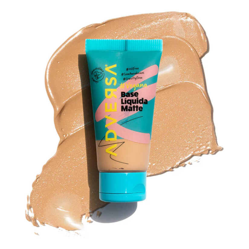 Base Vegana Matte Oil-Free da Adversa - Cor Mais Vendida Cor 350 e Cor 450 em Oferta na Shopee