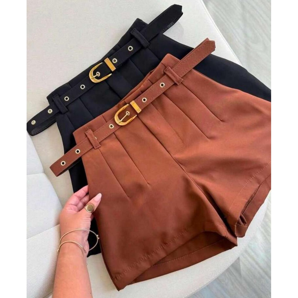Short alfaiataria Com Cinto Forrado - Alfaiataria Feminino _ Short Alfaiataria Feminino!