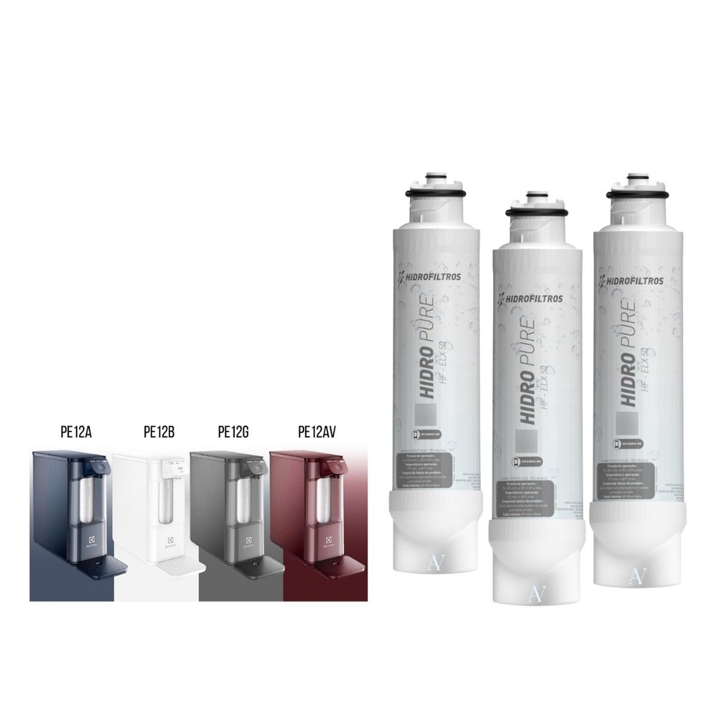 Kit 3 Refil Para Eletrolux Filtro Água Pe12a Pe12b Pe12g