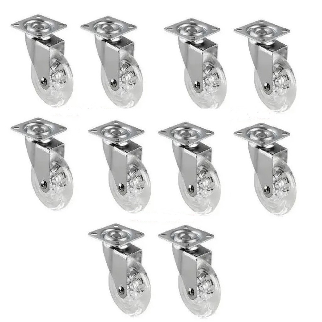 10 Unidades Rodinhas 50mm Rodízios Rodas Giratórias Sem Trava Para Móveis ou Carrinhos Gel Silicone Anti Risco
