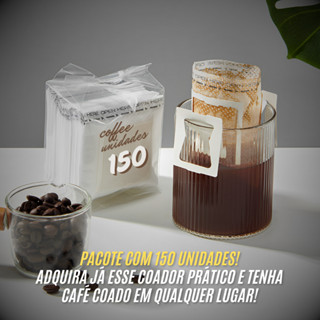 Kit 150 Filtros de Café Portáteis – Coador Descartável com Abas para Uso Individual em Oferta na Shopee