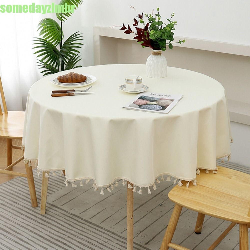 SOMEDAYZL0M Toalha De Mesa De Linho De Algodão , Com Capa Redonda Jantar Borla , Tapete Cor Sólida TPU Mais Grosso em Oferta na Shopee