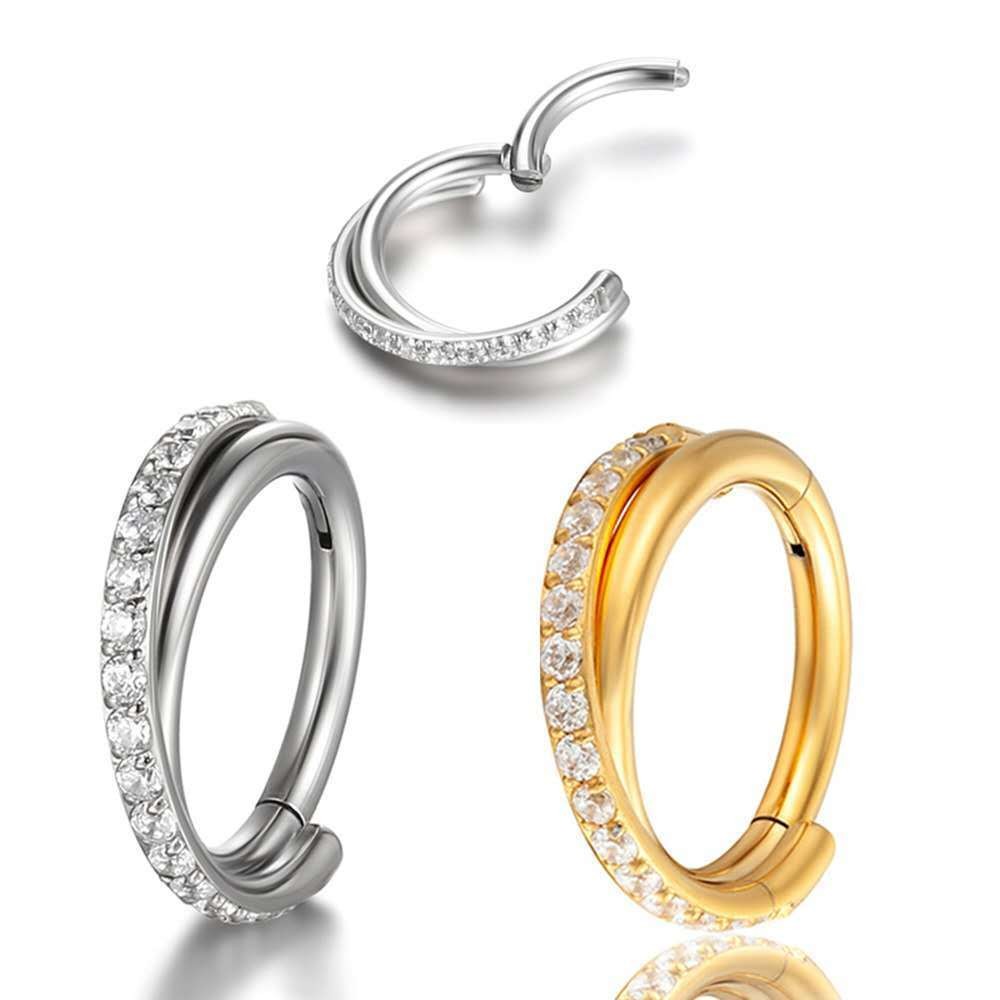 Piercing Argola Aço Cirúrgico PVD Segmento Articulado Zircônia / Septril, Rook, Conch, Nariz