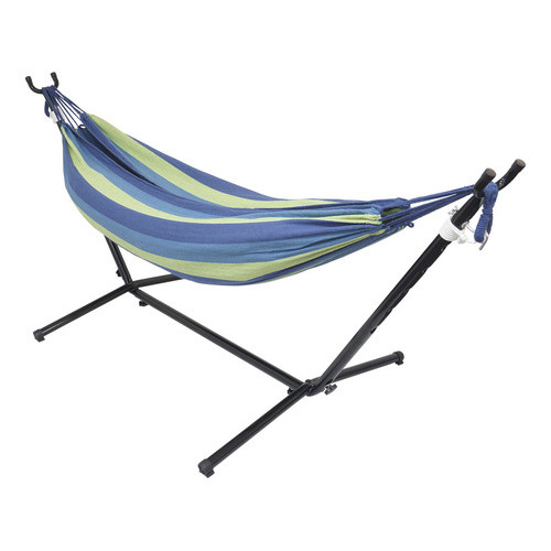 Rede Descanso Suporte Desmontável Camping Área Lazer Azul