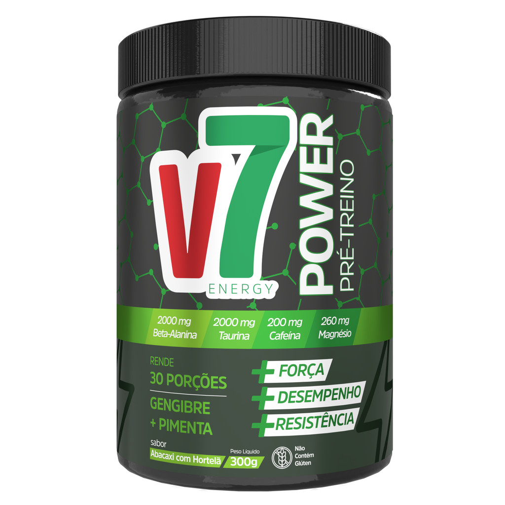Pré Treino V7 Power 300g Abacaxi com Hortelã em Oferta na Shopee