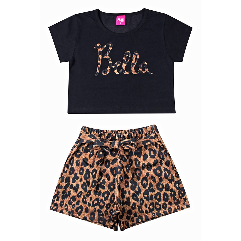 Conjunto Infantil Menina Verão Verão Menina Cropped e Shorts