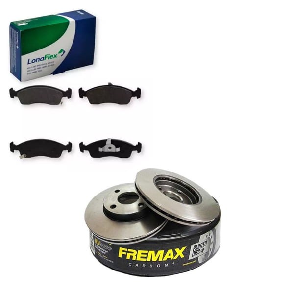 Kit Disco Freio Ventilado + Jogo Pastilha Freio Cobalt 1.8 2012 a 2020 – FREMAX / LONA FLEX