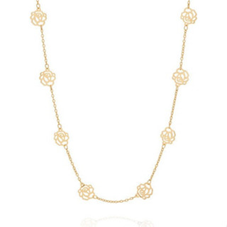 Cordão Rommanel Fio Com Rosas Vazadas Med 50 Cm 531247 Cor Dourado em Oferta na Shopee