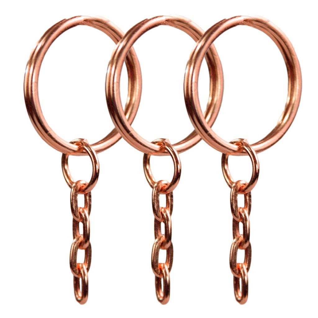 Argolas Para Chaveiro 23mm Rosê Gold Prata Com Corrente 5 Elos Artesanato Enfeite 100 Unidades