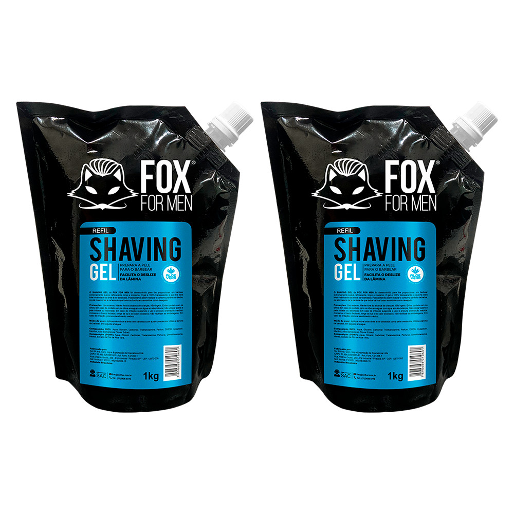 REFIL SHAVING GEL 1KG - FOX FOR MEN - 2 UNIDADES em Oferta na Shopee