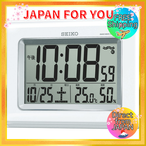 Relógio de parede e mesa Seiko digital com calendário, temperatura e umidade, branco pérola SQ424W SEIKO