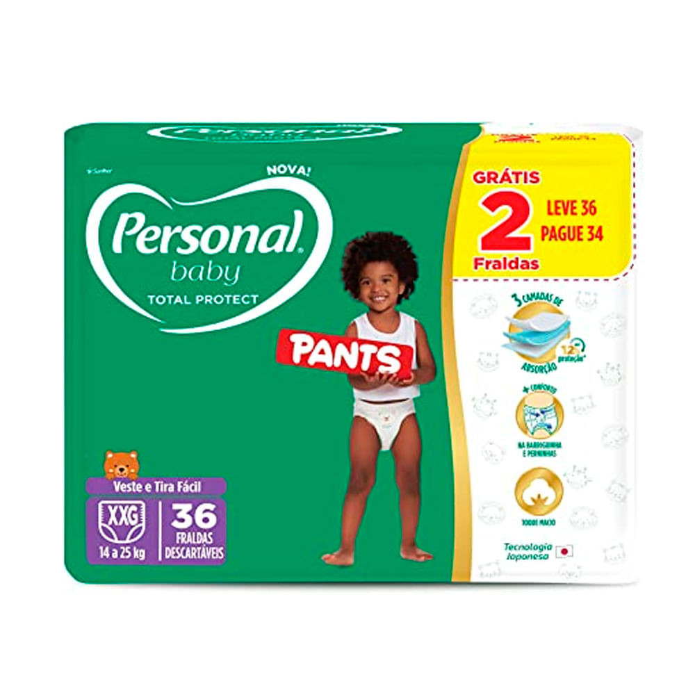 Fralda Personal Baby Total Protect Pants XXG Leve 36 Pague 34 - Mom & Baby
