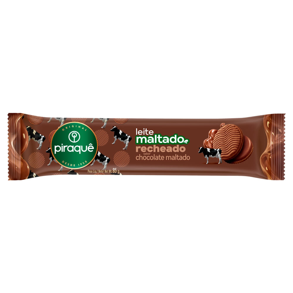 Biscoito Piraquê Leite Maltado Recheado Sabor Chocolate Maltado 85g - Food & Beverages