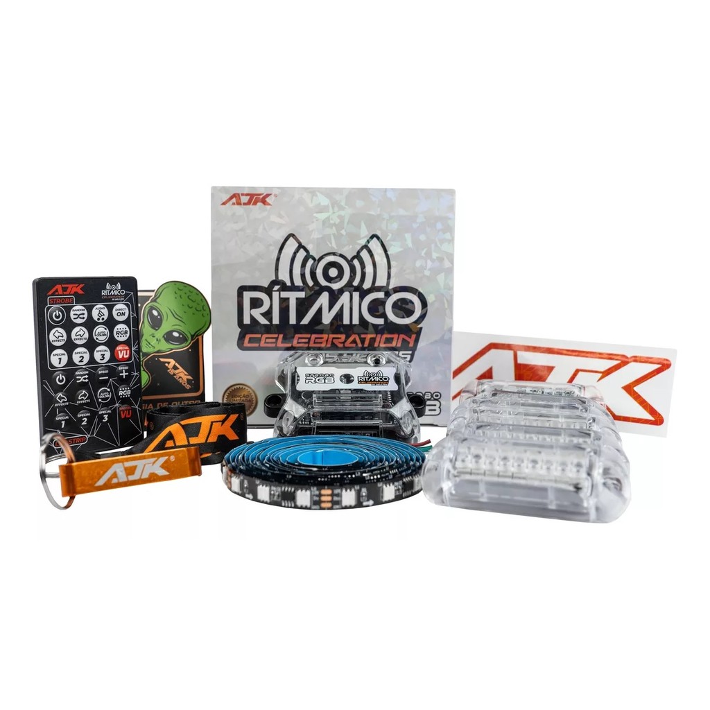 KIT STROBO AJK COM MEDIDOR DE INTENSIDADE DE AUDIO VIA LEDS RITMICO 3.0 CELEBRATION