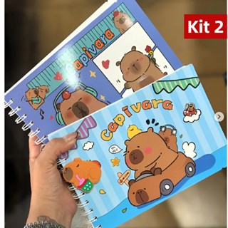 Kit 2 Livro de Colorir infantil Capivara cute holográfica 50 Folhas,Formato A5,rosa e azul em Oferta na Shopee