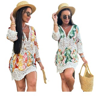 Saida De Praia Feminino Boho Bohemia Macrame Algodão 2818 em Oferta na Shopee