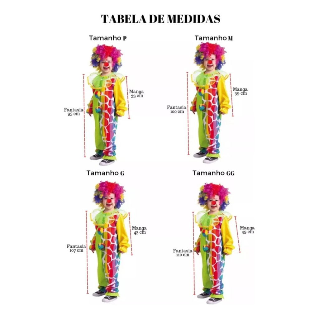 Fantasia Palhaço Infantil Nariz Chapéu Peruca Luxo-promoção